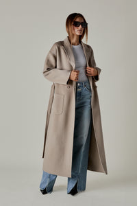 ANINE BING DYLAN MAXI COAT IN TAUPE
