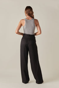 ÉTERNE HIGH NECK FITTED TANK IN HEATHER GREY